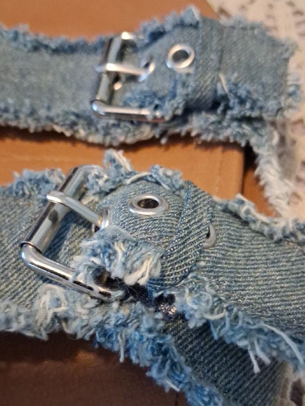 Lucky Brand Kids Frayed Denim Double-Buckle Slide Sandals - Blue